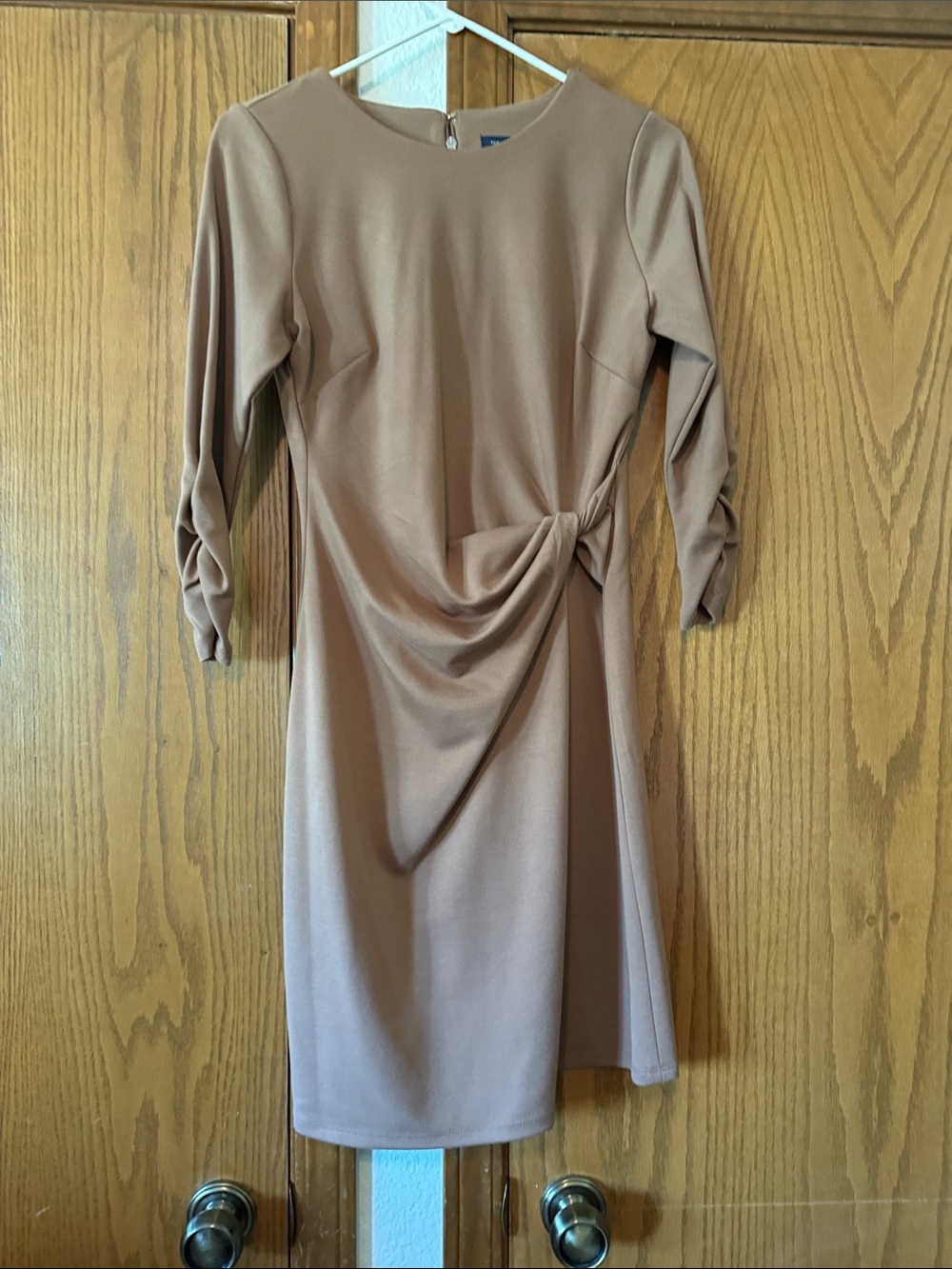 Tommy Hilfiger Taupe Knot-Front Midi Dress (bump friendly)